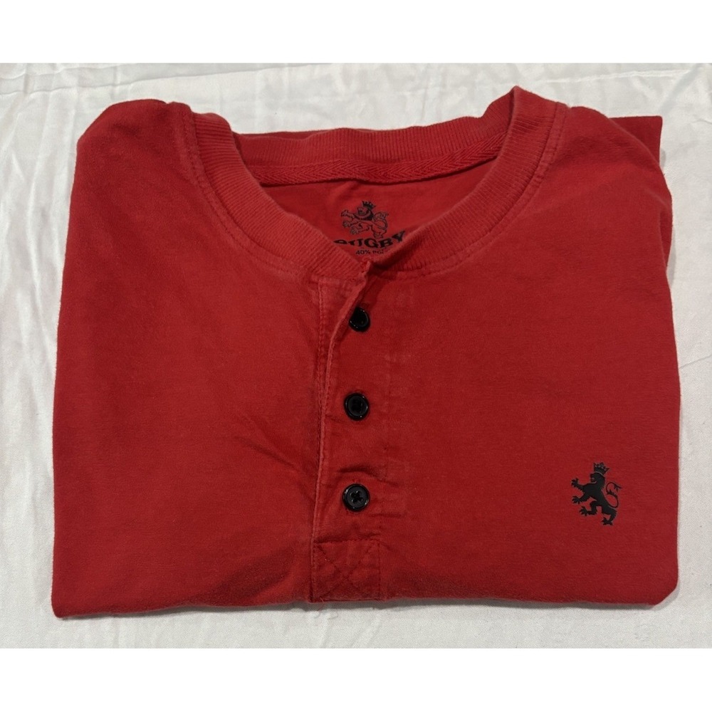 Rugby University mens red long-sleeve henly t-shirt size  XL